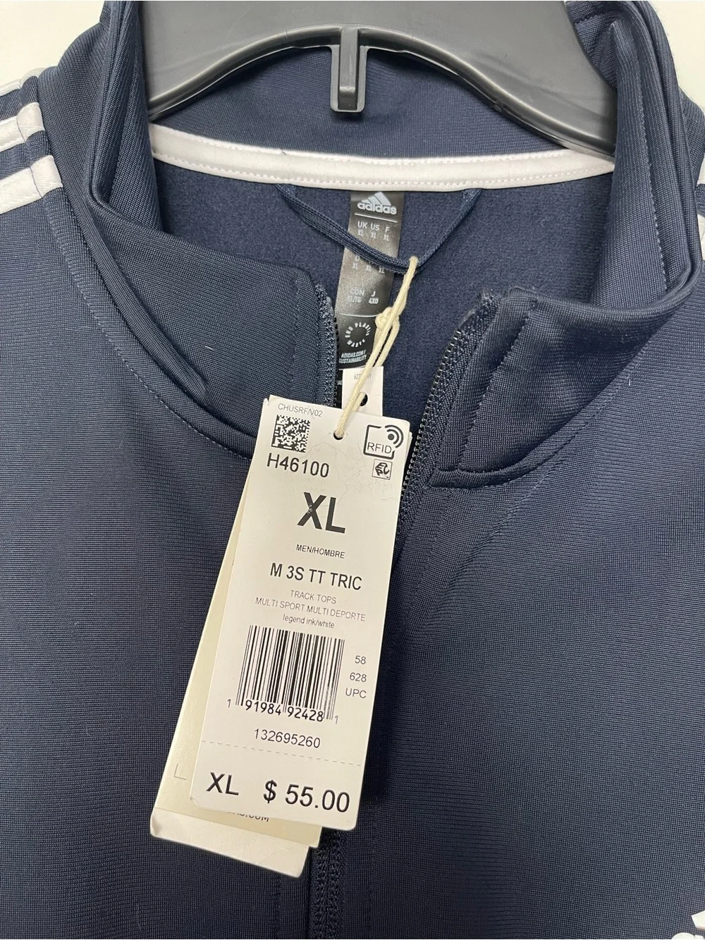 adidas Navy and White Lightweight Track Jacket